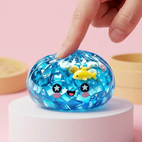 Glitter Dumpling Squishy Ocean Korallrev — i klämmet, mjukt slow-rise-skum