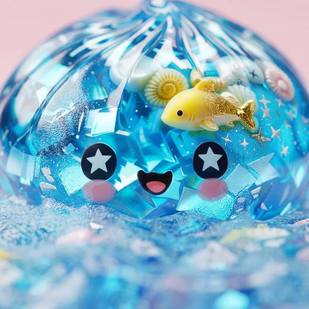Glitter Dumpling Squishy Ocean Korallrev — närbild på strukturen