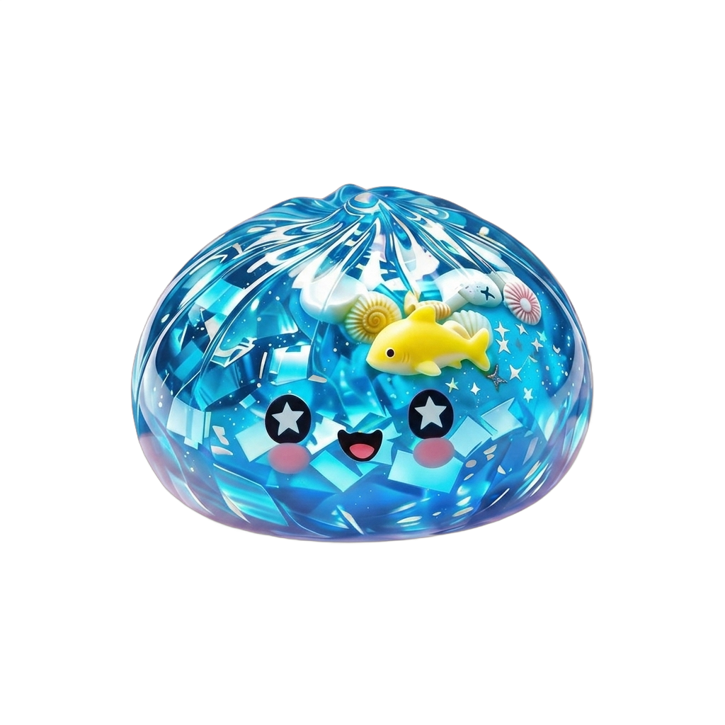 Glitter Dumpling Squishy Ocean Korallrev — i klämmet, mjukt slow-rise-skum