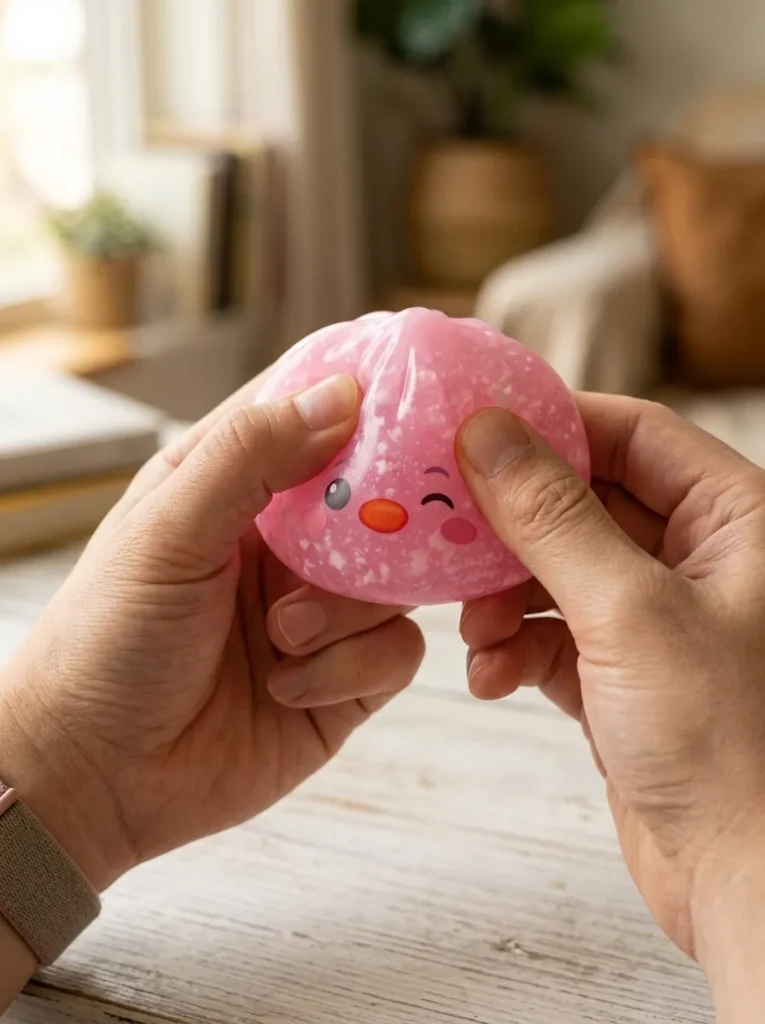 Pingvin Dumpling Squishy Godisrosa mitt i klämmet