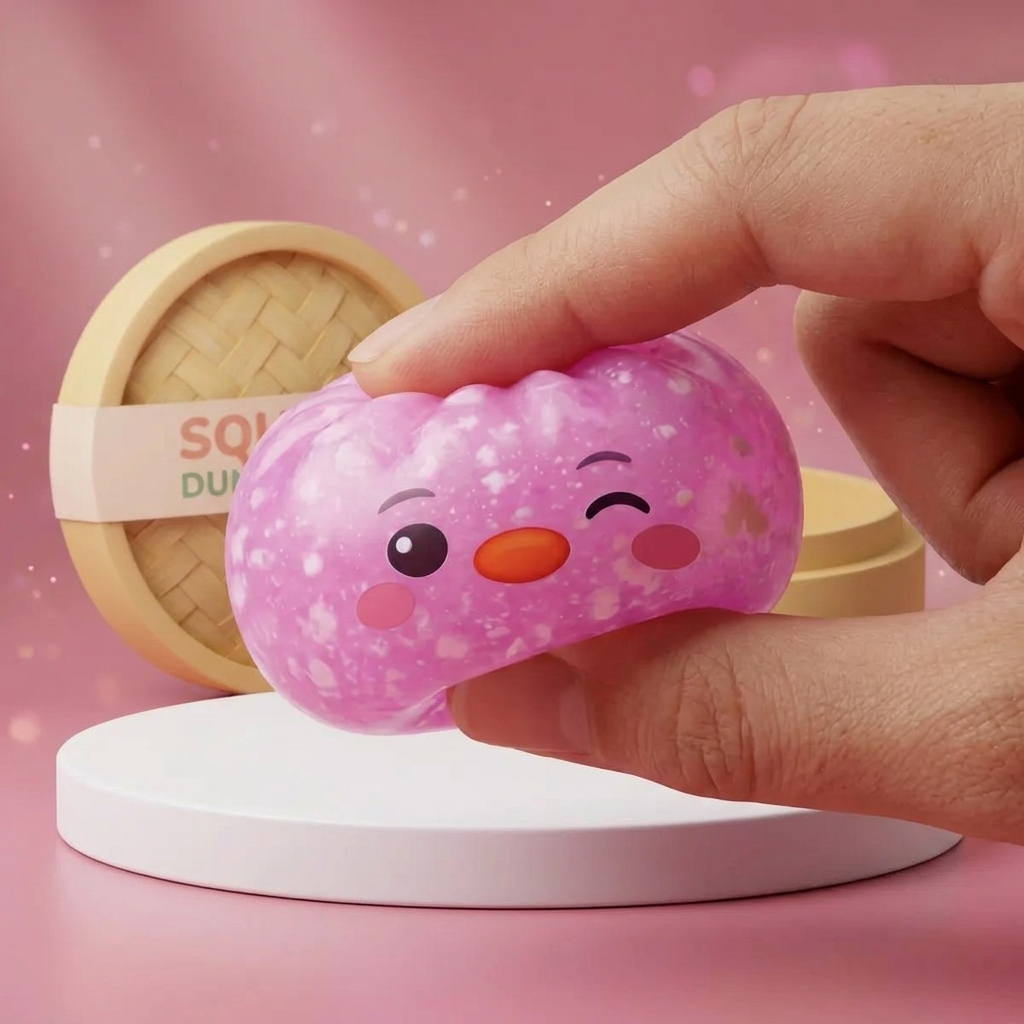 Pingvin Dumpling Squishy Godisrosa — slow-rise-effekt, skummet återtar långsamt sin form
