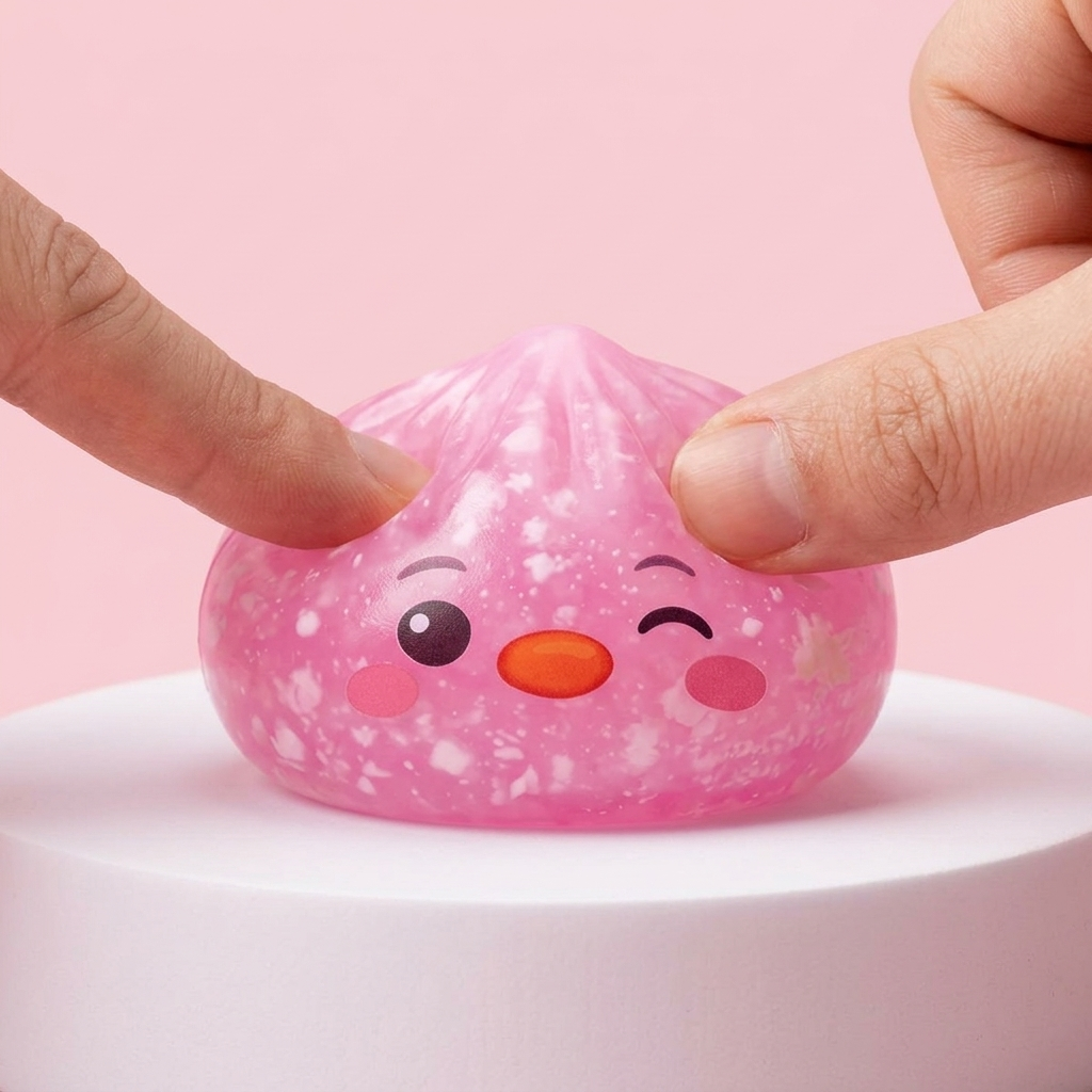 Pingvin Dumpling Squishy Godisrosa — i klämmet, mjukt slow-rise-skum