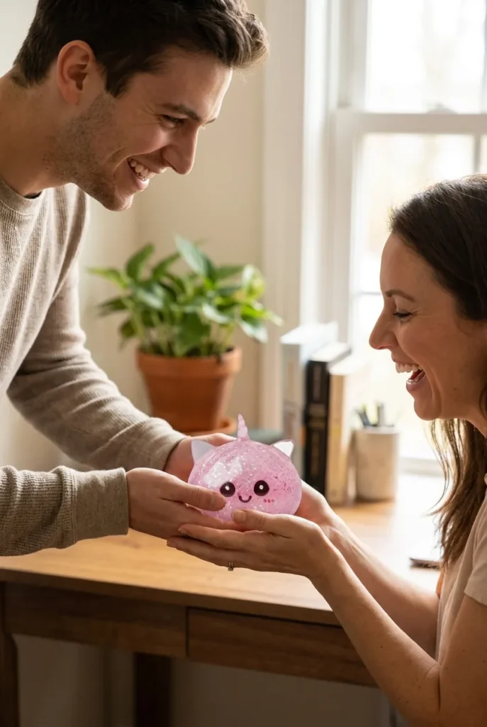 Unicorn Dumpling Squishy Glitter Rosa som presenttips