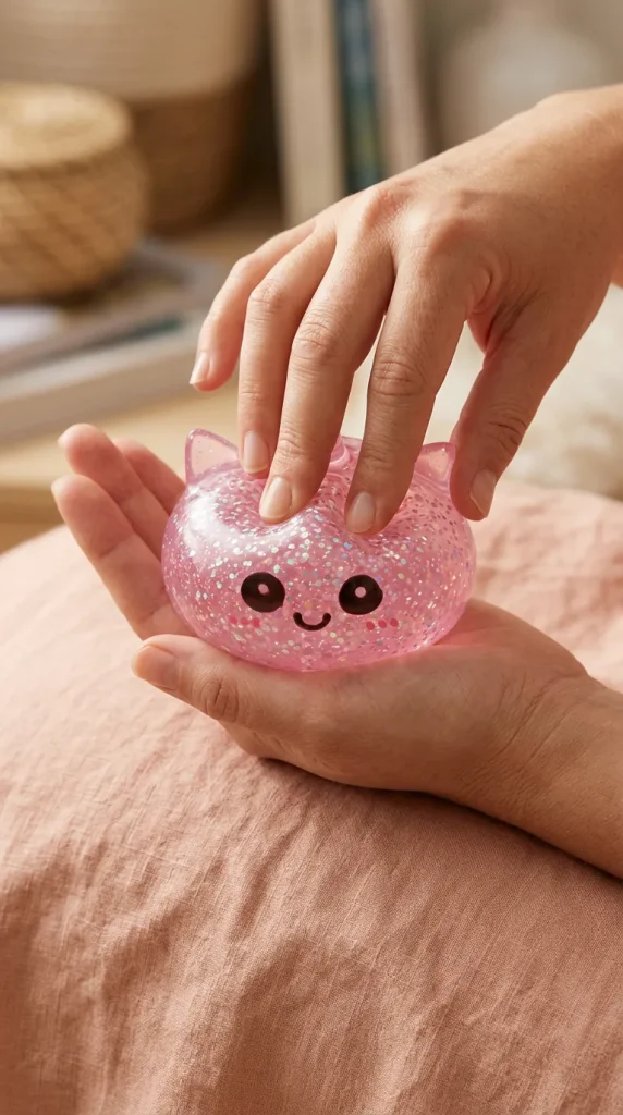Unicorn Dumpling Squishy Glitter Rosa mitt i klämmet