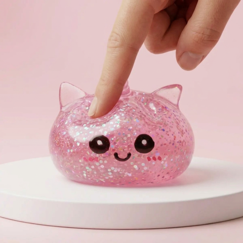 Unicorn Dumpling Squishy Glitter Rosa — i klämmet, mjukt slow-rise-skum