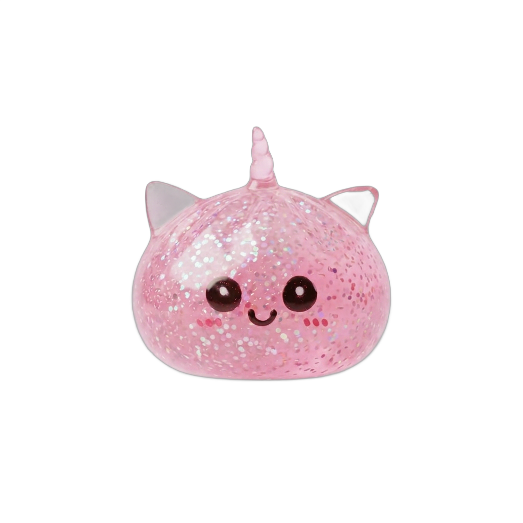 Unicorn Dumpling Squishy Glitter Rosa — i klämmet, mjukt slow-rise-skum