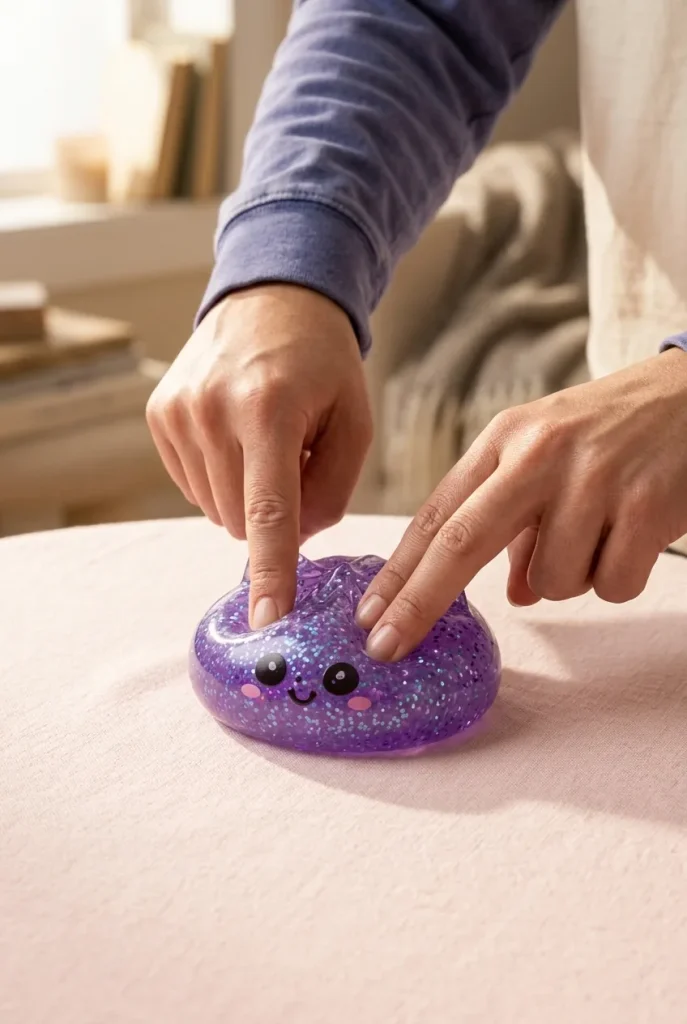 Enhörning Dumpling Squishy Glitter Lila mitt i klämmet