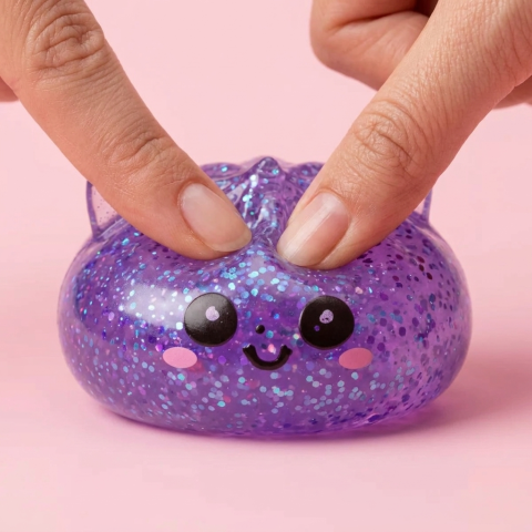 Enhörning Dumpling Squishy Glitter Lila — i klämmet, mjukt slow-rise-skum