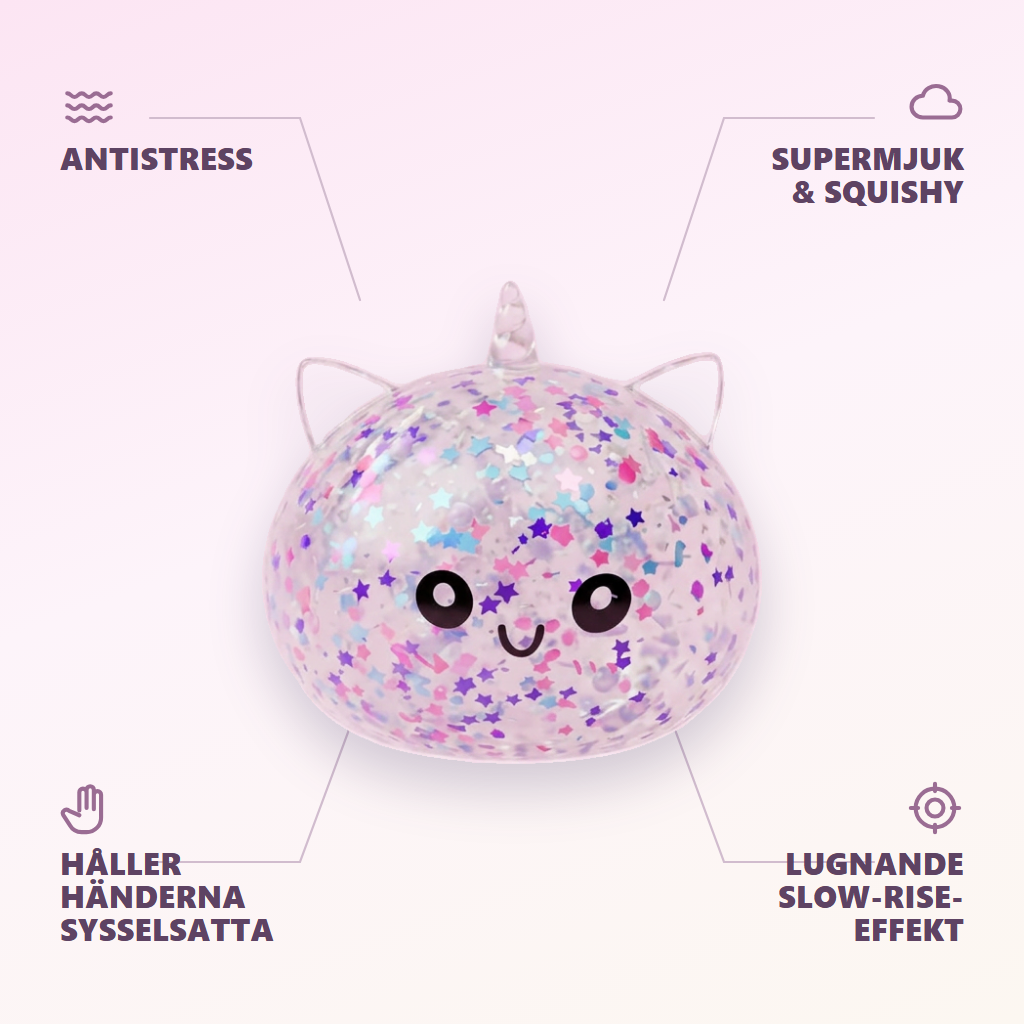 Dumpling Squishy Unicorn Sparkle Vit — dess fördelar