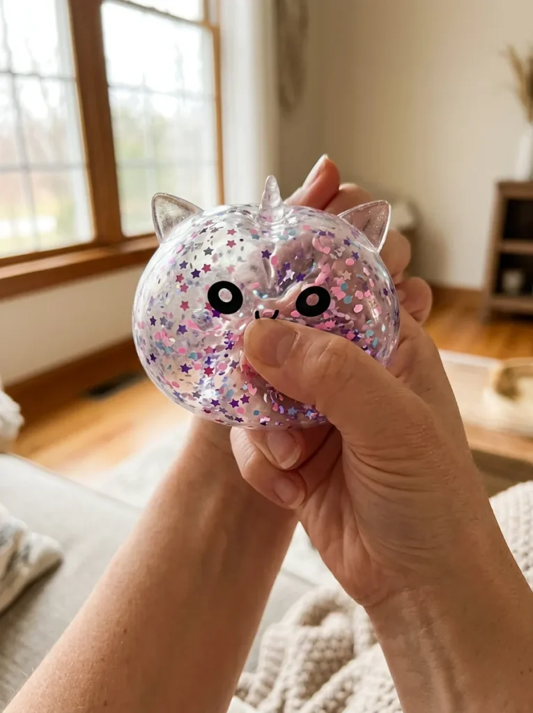 Dumpling Squishy Unicorn Sparkle Vit mitt i klämmet