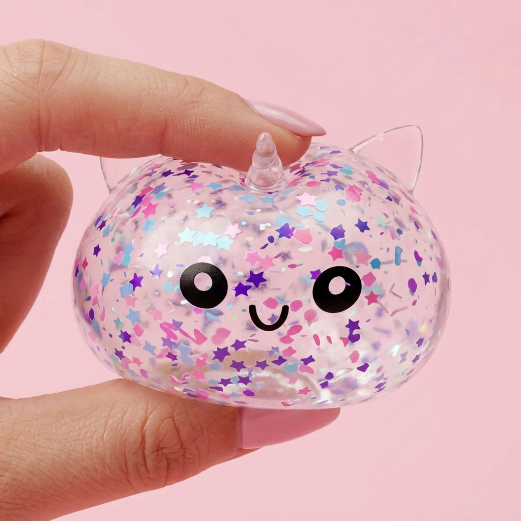 Dumpling Squishy Unicorn Sparkle Vit — i klämmet, mjukt slow-rise-skum