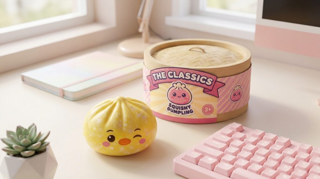 Squishy Dumpling Pingvin Smörgul i sin kawaii-miljö