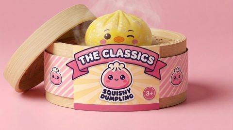Squishy Dumpling Pingvin Smörgul i sin bambu-ångkorg