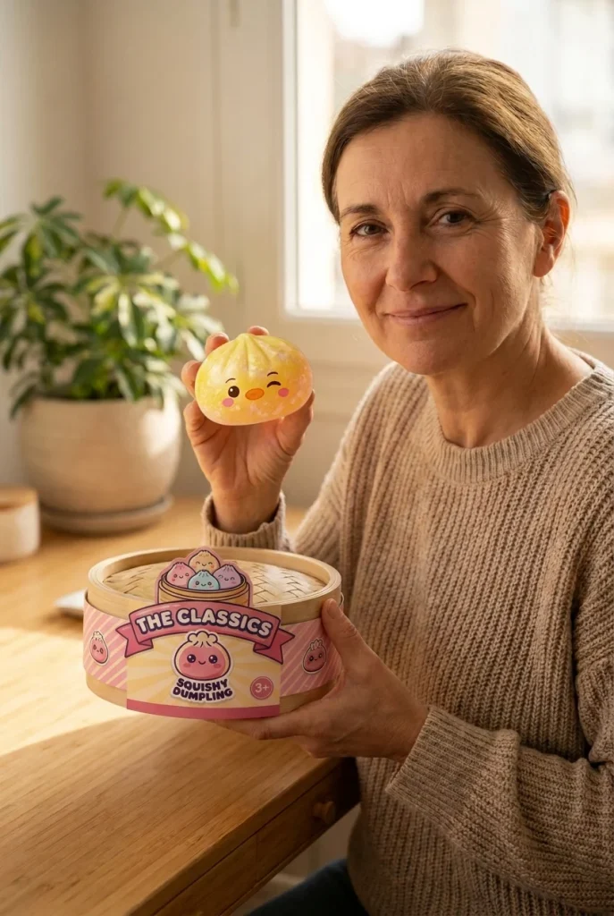 Squishy Dumpling Pingvin Smörgul med sin ask