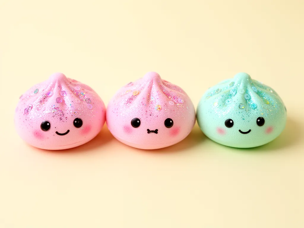 Kawaii-former, glitter och färger som fastnar på skärmen