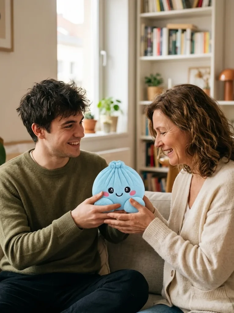 Dumpling Squishy Himmelsblå Plysch som presenttips