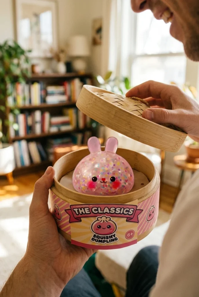 Squishy Dumpling Kanin Konfetti i unboxing-ögonblicket