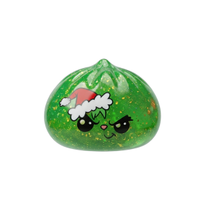 Squishy Dumpling Julgrinch Grön Glitter — i klämmet, mjukt slow-rise-skum
