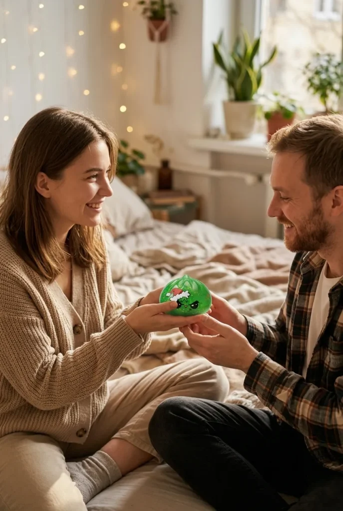 Squishy Dumpling Julgrinch Grön Glitter som presenttips