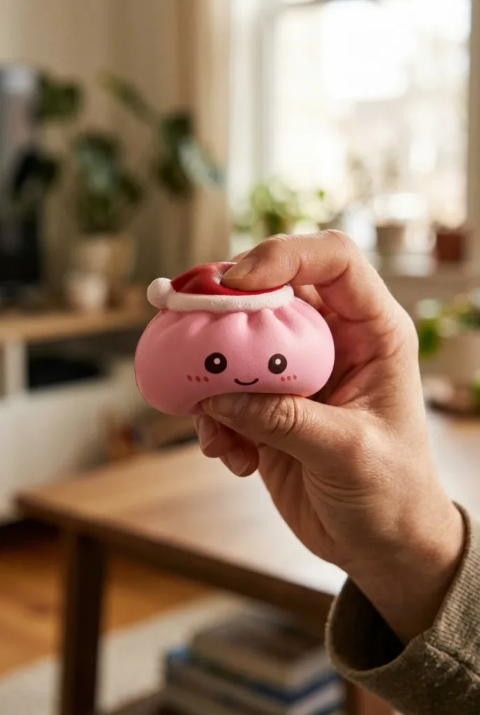 Dumpling Squishy Jultomtemössa Set om 4 mitt i klämmet