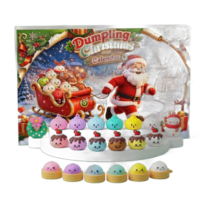 Dumpling Squishy Adventskalender Jultomtens Slade 24 Delar — i klämmet, mjukt slow-rise-skum