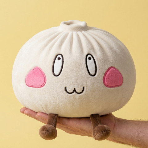 Squishy Dumpling Giant Glad Min i handen, verklig storlek