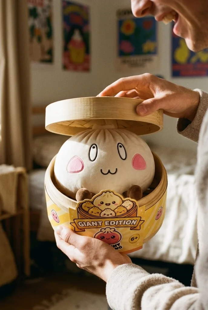 Squishy Dumpling Giant Glad Min i unboxing-ögonblicket