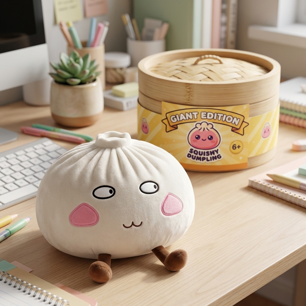 Squishy Dumpling Giant Stolt i sin kawaii-miljö