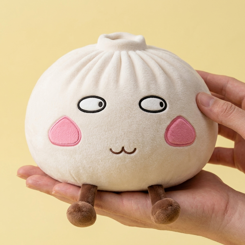 Squishy Dumpling Giant Stolt i handen, verklig storlek
