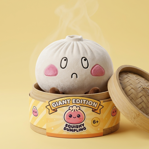 Dumpling Squishy XXL Ledsen Min i sin bambu-ångkorg