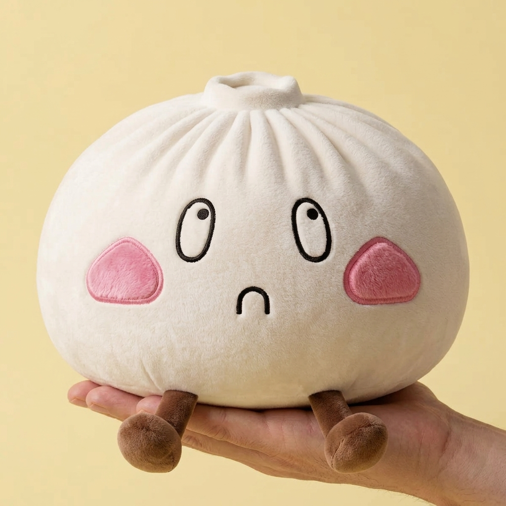 Dumpling Squishy XXL Ledsen Min i handen, verklig storlek