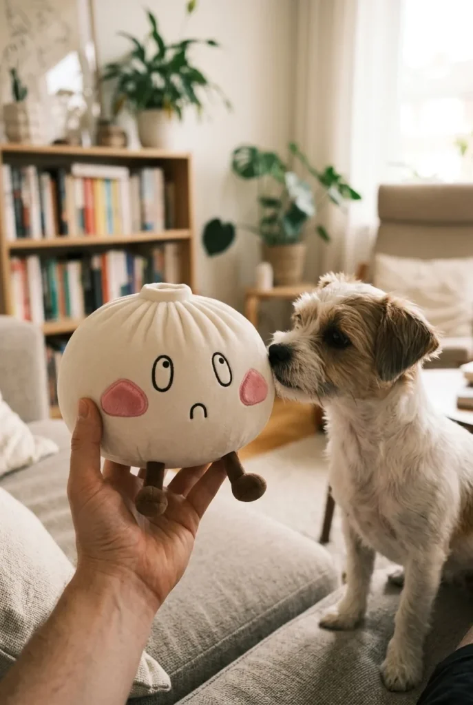 Dumpling Squishy XXL Ledsen Min med en gosedjursvän