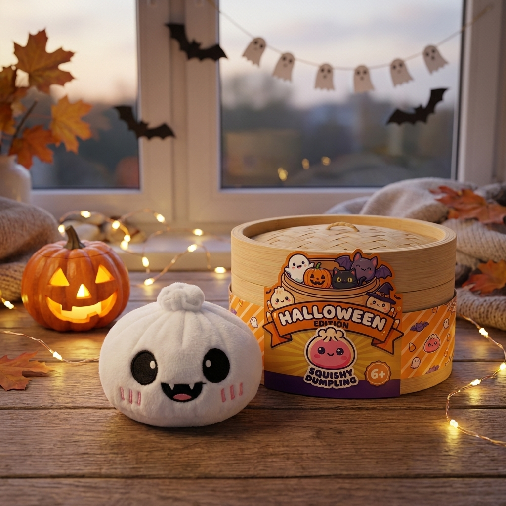 Dumpling Squishy Ghost Halloween Månsken i sin kawaii-miljö