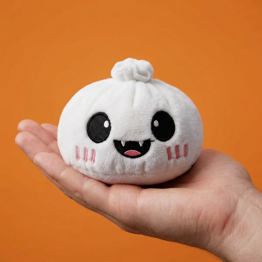 Dumpling Squishy Ghost Halloween Månsken i handen, verklig storlek