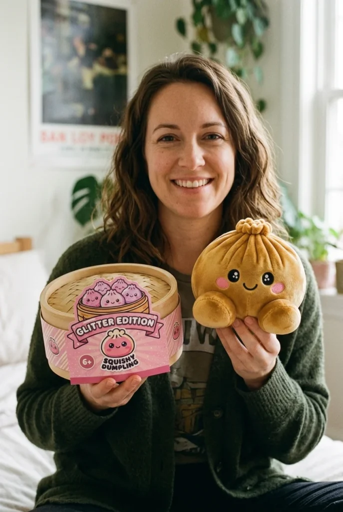 Squishy Dumpling Guld Royal med sin ask