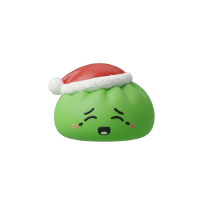 Dumpling Squishy Jultomtemössa Grön — i klämmet, mjukt slow-rise-skum