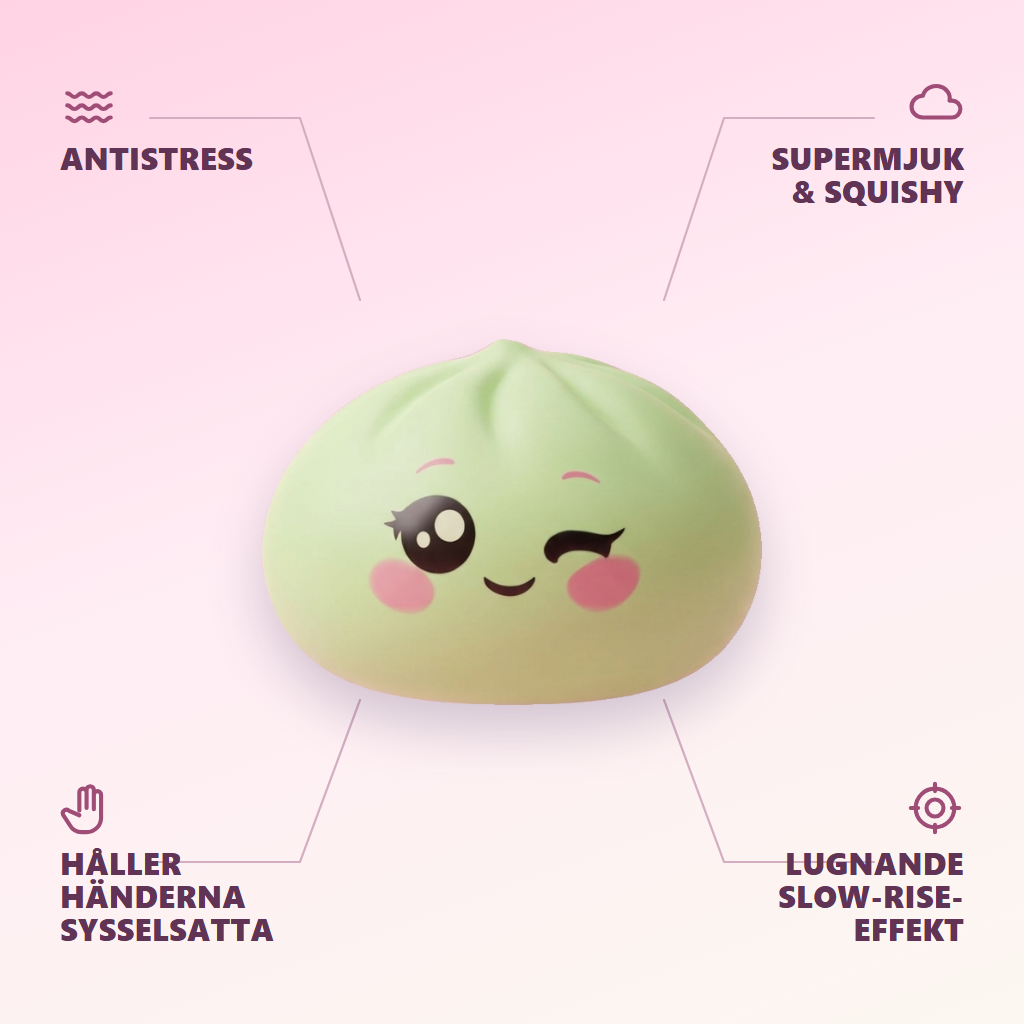 Dumpling Squishy Pistagegrön Blink — dess fördelar