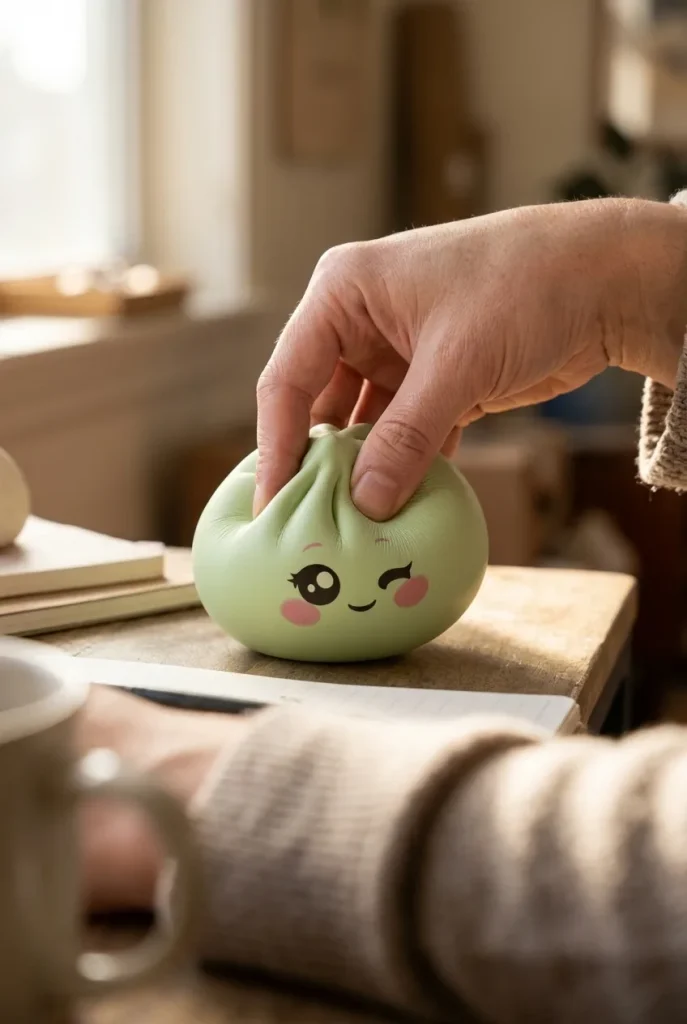 Dumpling Squishy Pistagegrön Blink mitt i klämmet