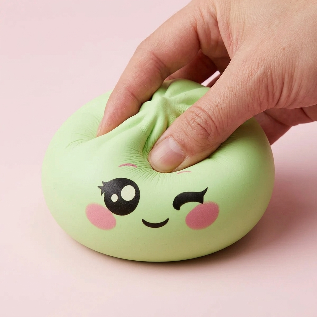Dumpling Squishy Pistagegrön Blink — slow-rise-effekt, skummet återtar långsamt sin form