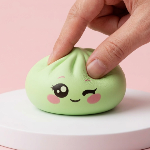 Dumpling Squishy Pistagegrön Blink — i klämmet, mjukt slow-rise-skum