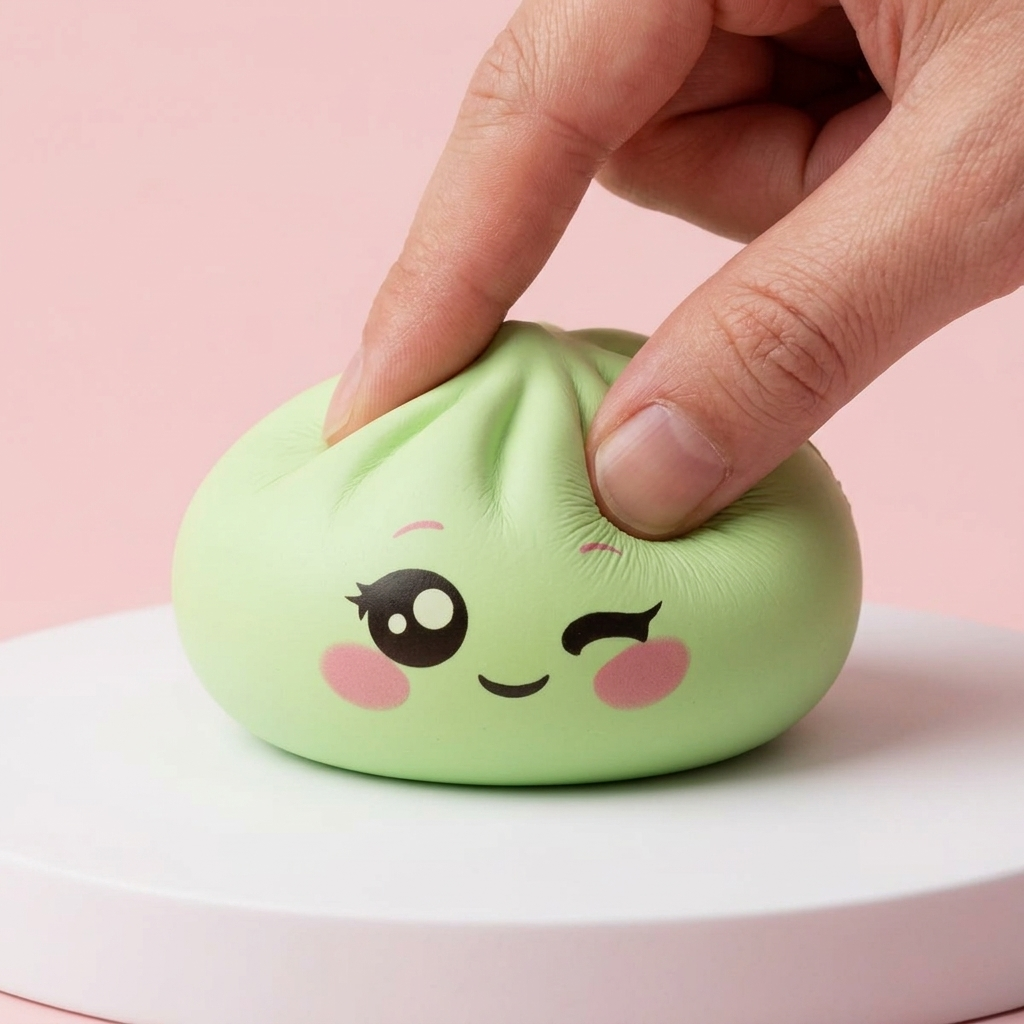 Dumpling Squishy Pistagegrön Blink — i klämmet, mjukt slow-rise-skum