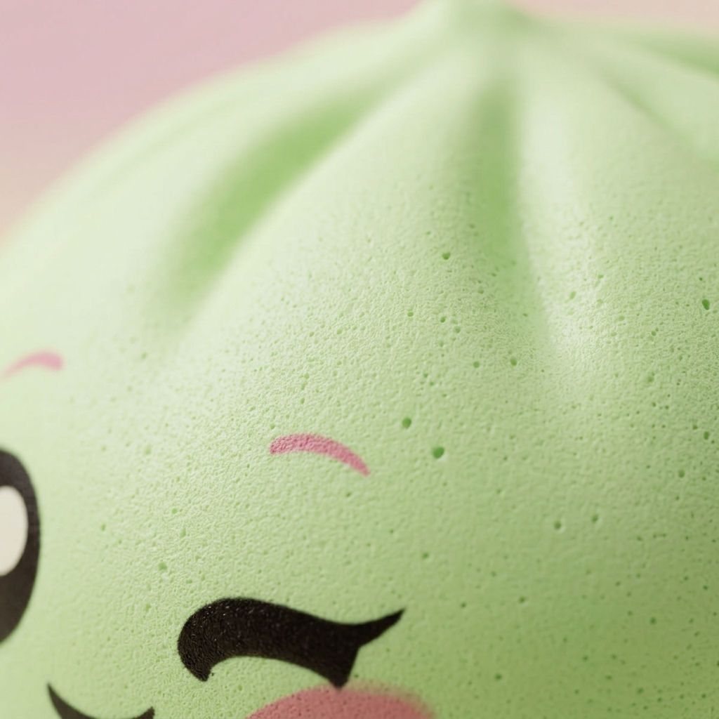 Dumpling Squishy Pistagegrön Blink — närbild på strukturen