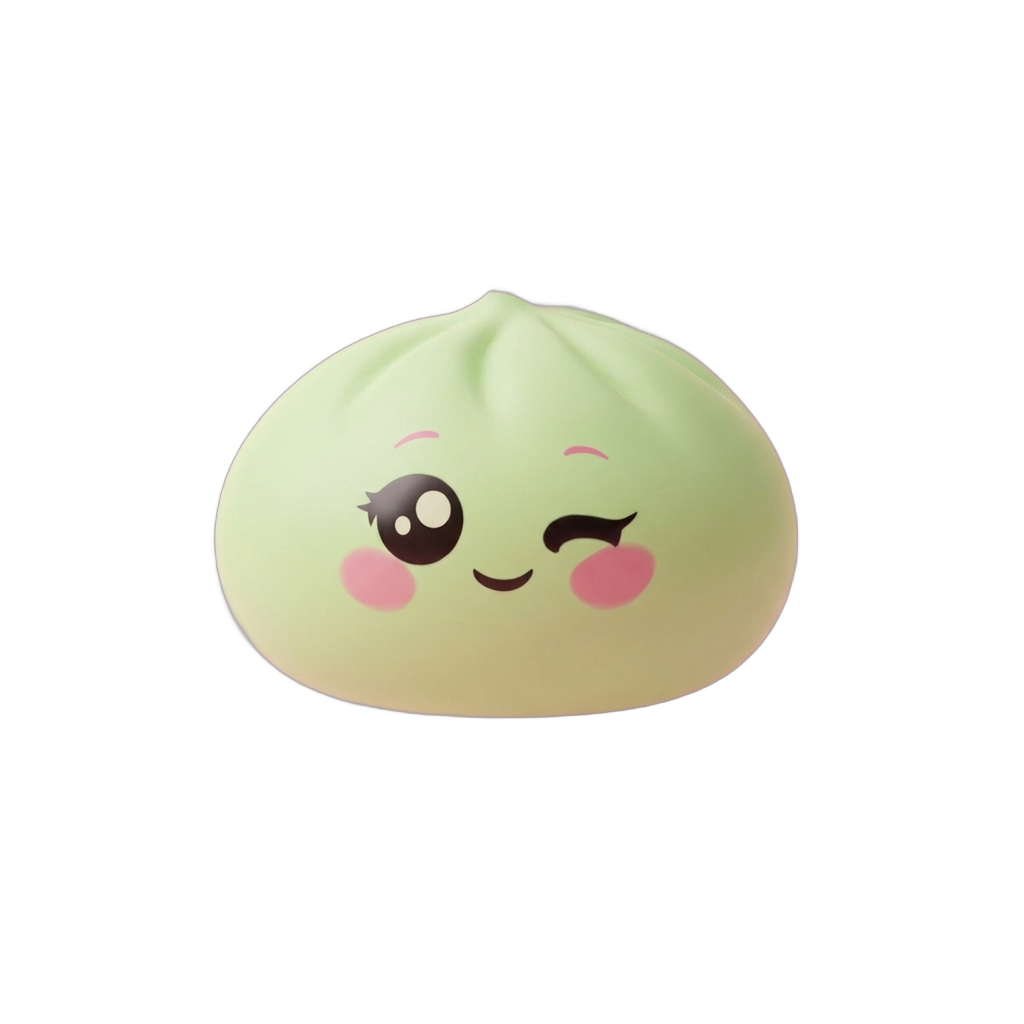 Dumpling Squishy Pistagegrön Blink — i klämmet, mjukt slow-rise-skum