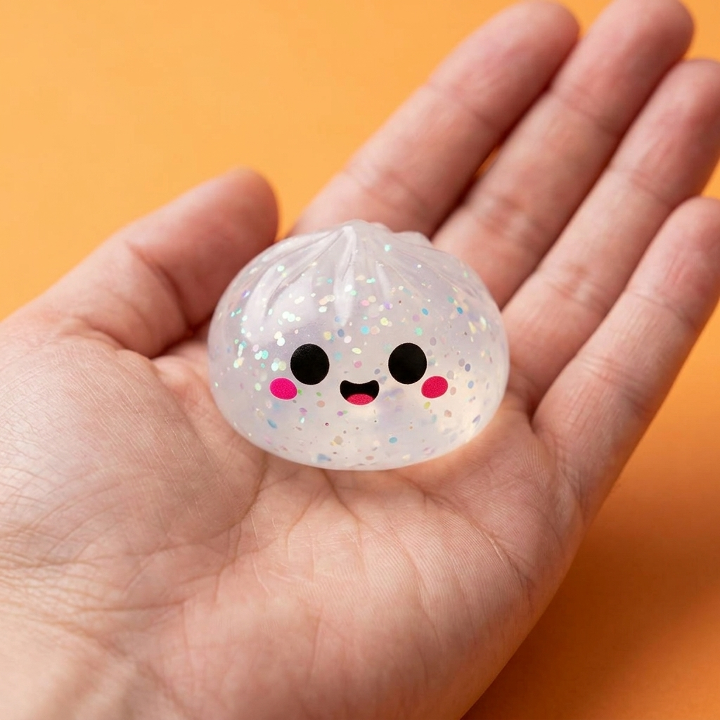 Squishy Dumpling Halloween XXL 8-pack i handen, verklig storlek