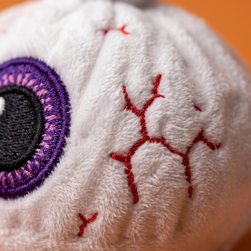 Dumpling Squishy Halloween Eye Plysch — närbild på strukturen