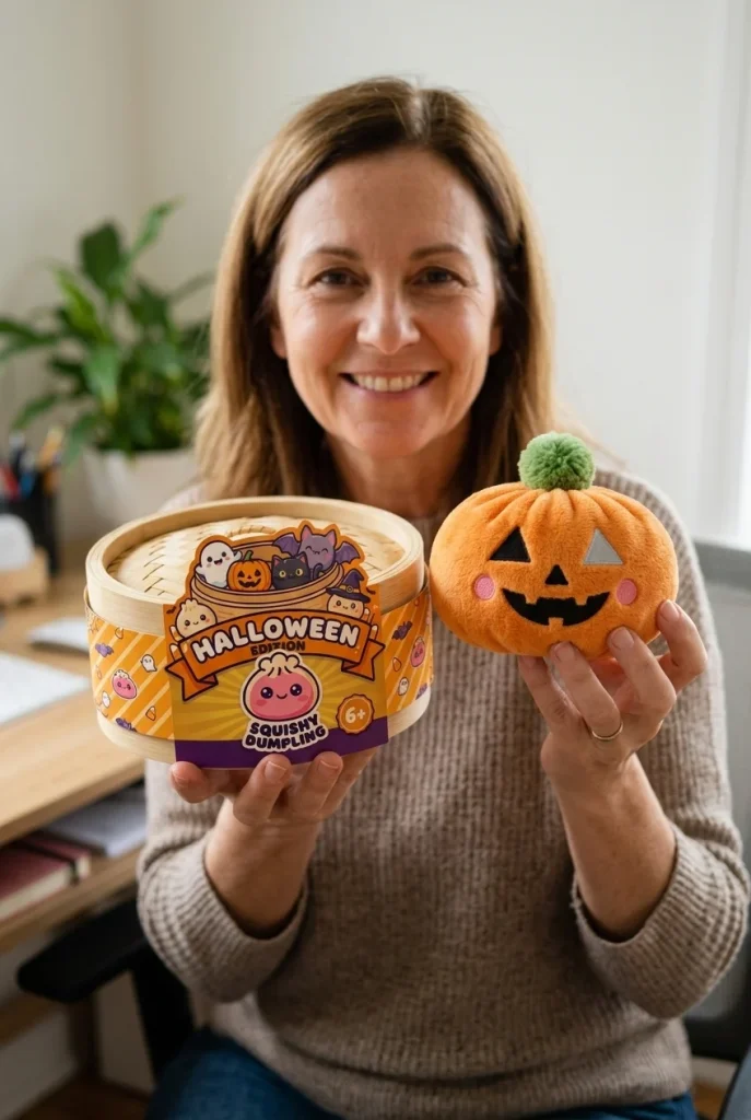 Squishy Dumpling Pumpa Halloween med sin ask