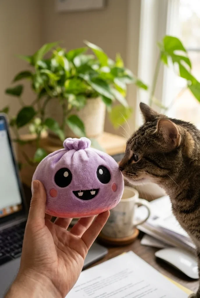 Squishy Dumpling Vampire Halloween Sammet med en gosedjursvän