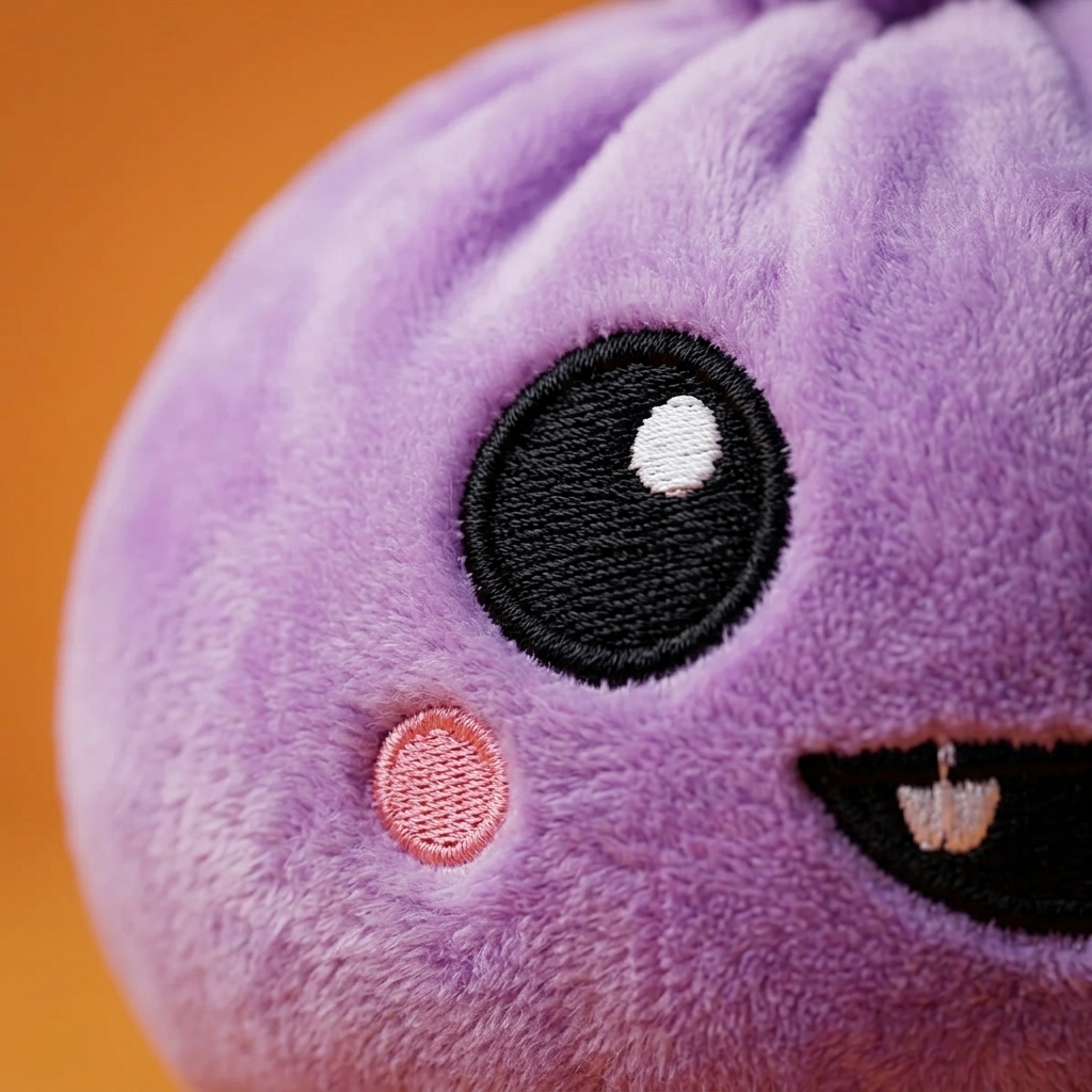 Squishy Dumpling Vampire Halloween Sammet — närbild på strukturen