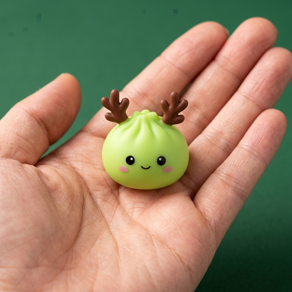 Adventskalender Squishy Dumpling Mochi Pepparkaka 24 Delar i handen, verklig storlek