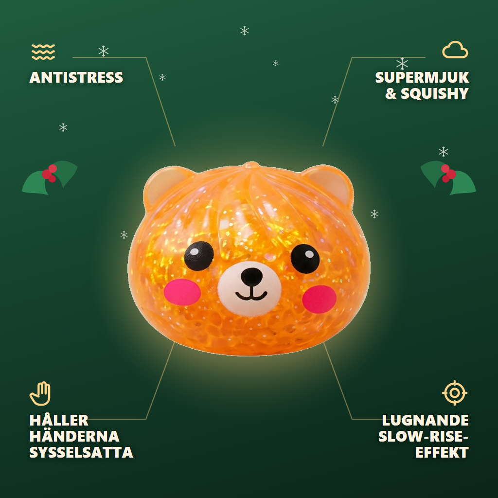 Dumpling Squishy Björn Mystery Glitter Överraskning — dess fördelar